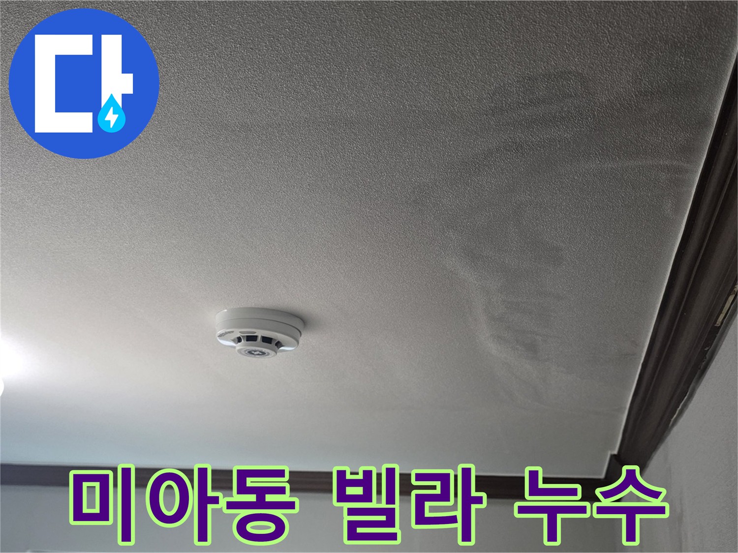 미아동 빌라 천장 누수 - 심각한 누수 피해로 인한 천장 젖음 및 몰딩 손상