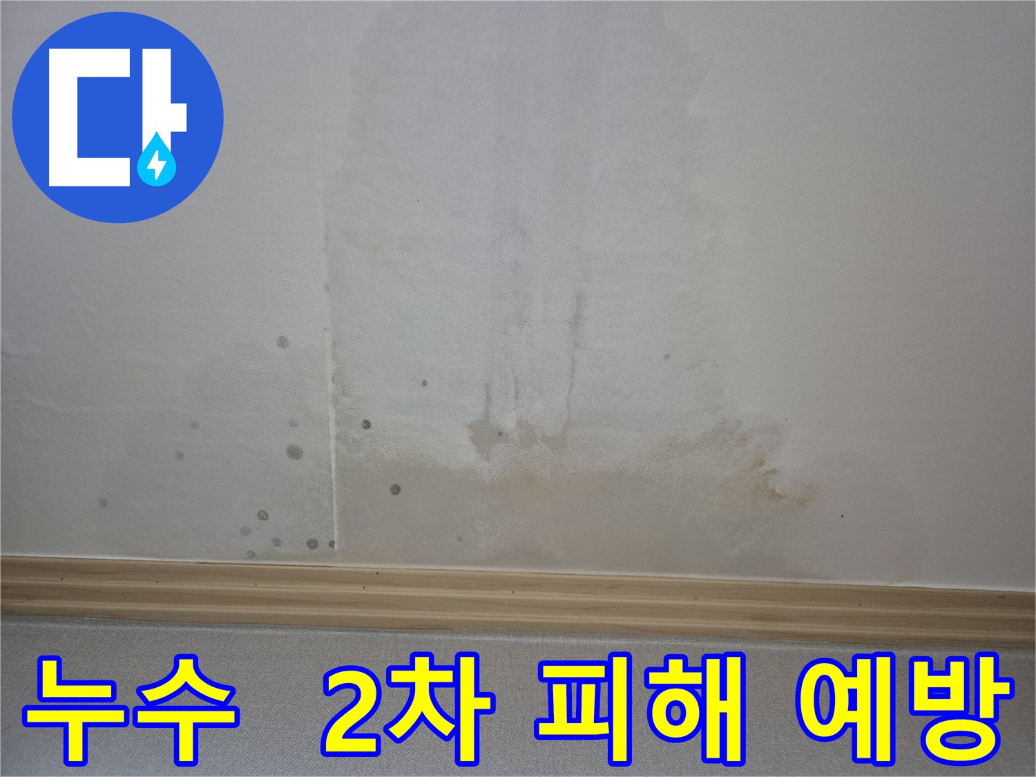 천장 누수 - 2차 피해 위험성을 보여주는 사진