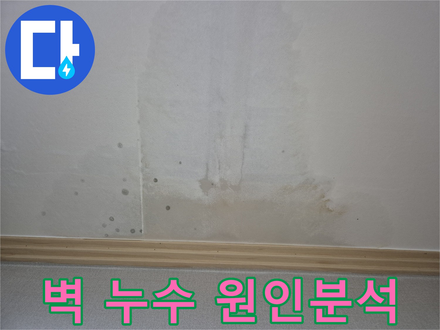 벽을 타고 물이 흐르는 모습 - 누수 원인 분석의 중요성을 강조하는 사진