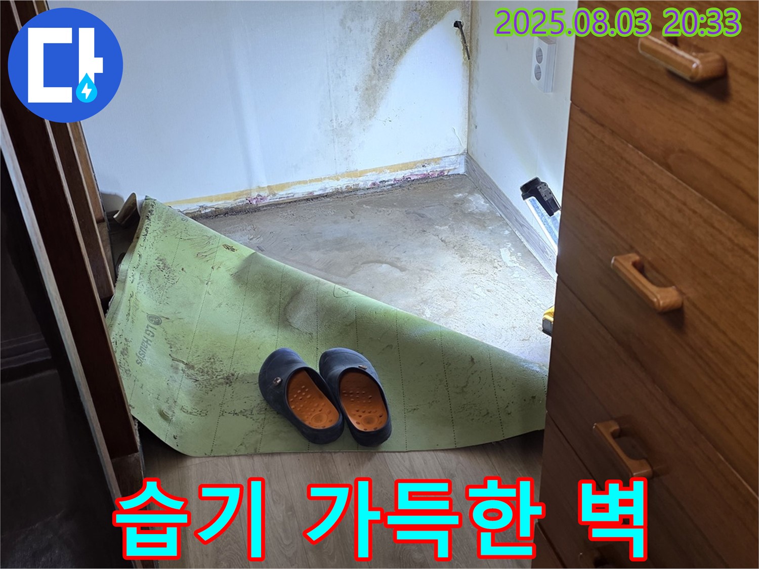 습기 가득한 벽 - 누수 의심