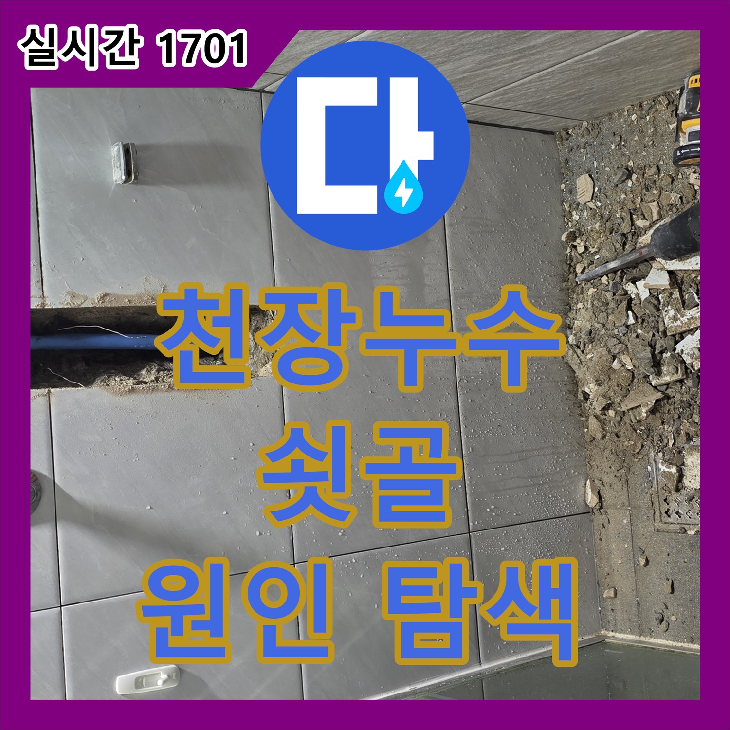 분당 누수탐지, 쇳골 아파트 천장 누수 원인 탐색