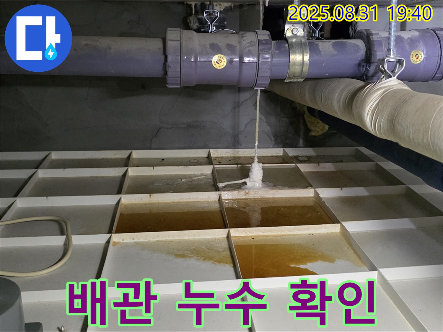 분당 산운로 누수 현장 - 배관에서 누수 발생 확인
