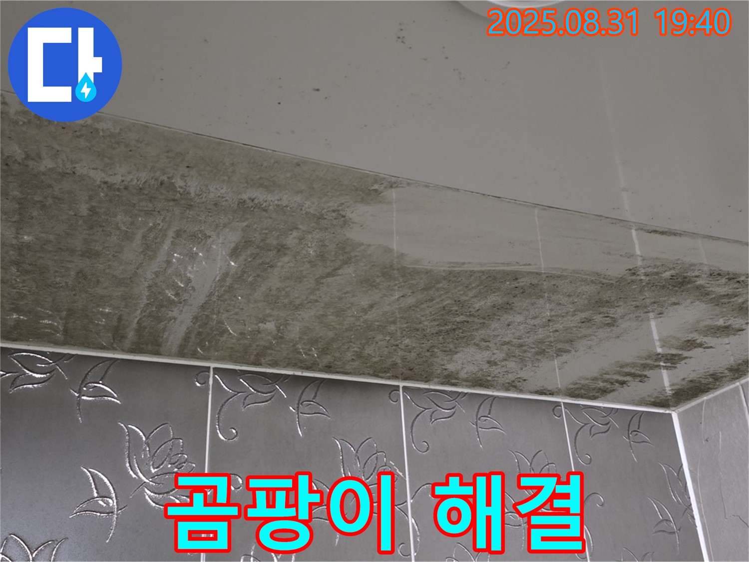 산운동 욕실 천장 - 누수와 곰팡이 해결 후 깨끗