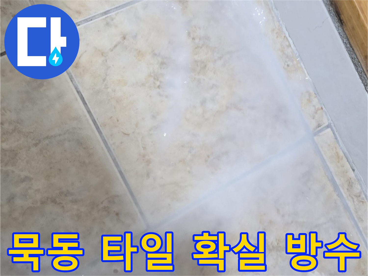 타일 누수 해결을 위해 - 침투 방수제를 사용하여 - 타일 전체를 꼼꼼하게 코팅하는 작업