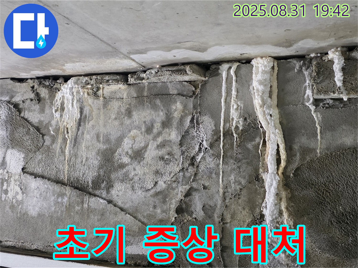 콘크리트 석회 - 누수 초기 증상, 빠른 대처