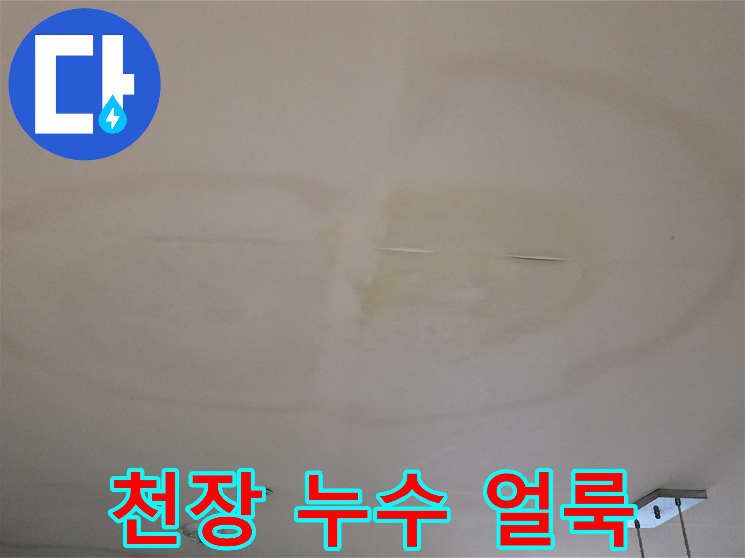 윗집 누수로 인한 천장 얼룩 - 누수 피해의 흔적