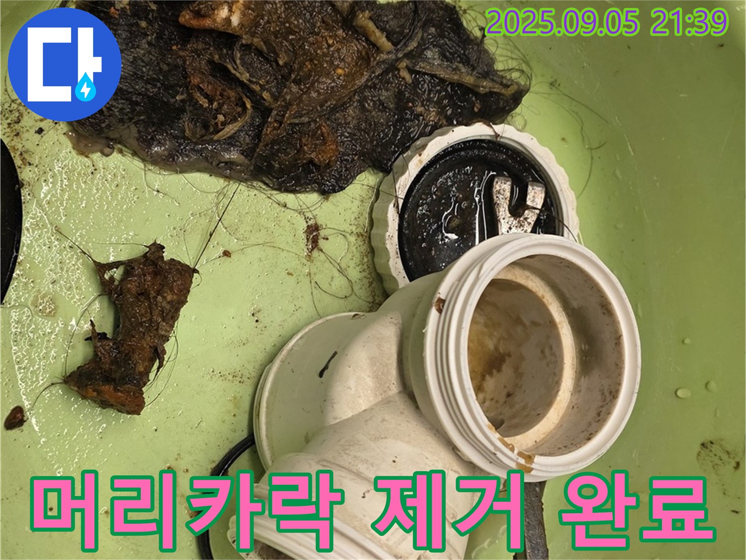 세면대 머리카락 제거 완료 - 이제 물이 콸콸!