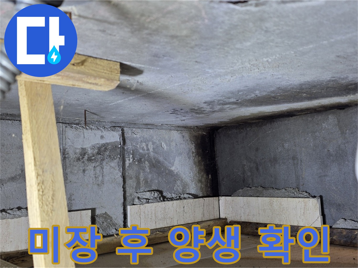 화장실 방수 미장 완료 - 양생 상태 꼼꼼하게 확인