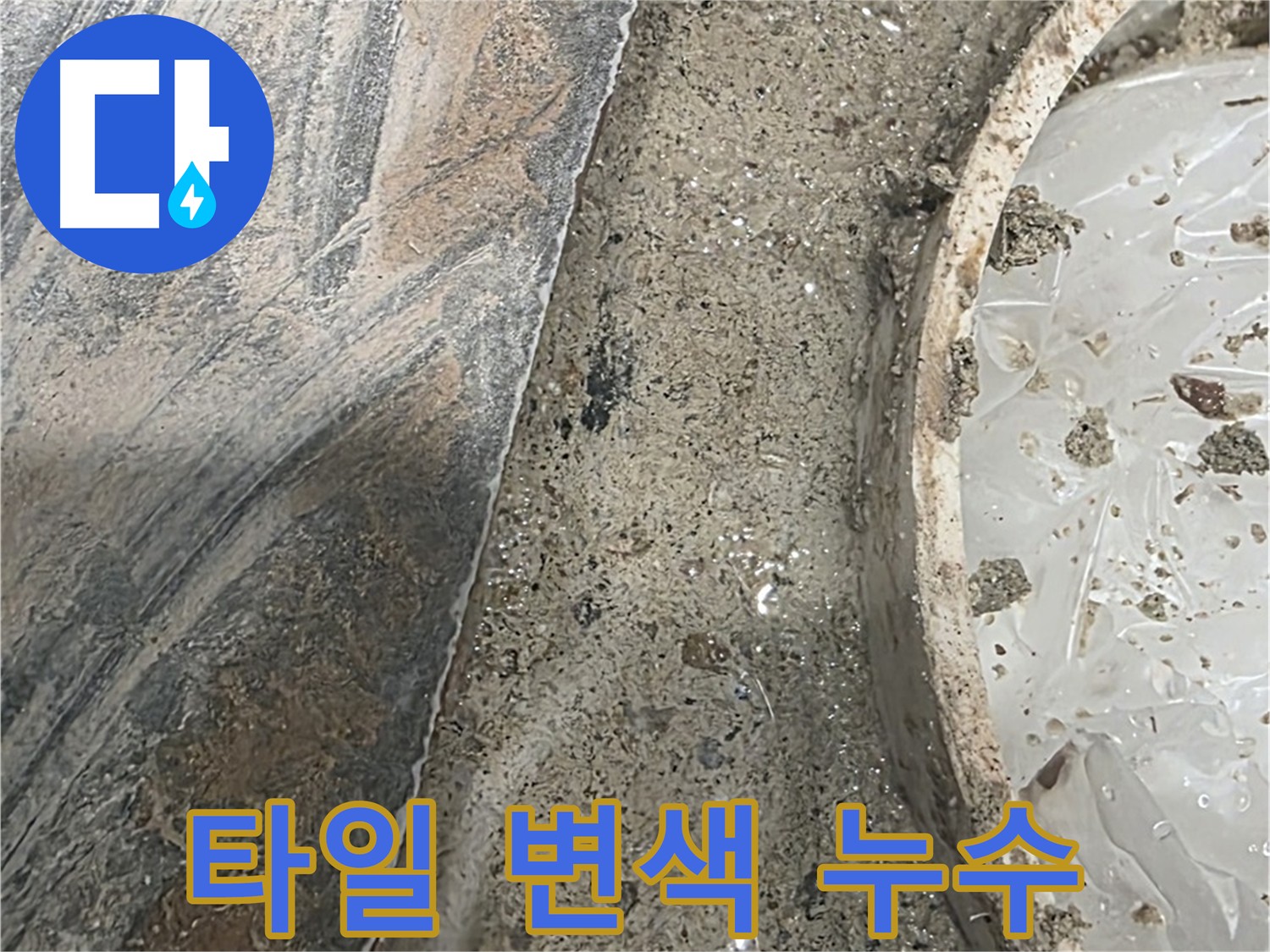 유가 주변 타일 변색 - 습기 또는 누수 의심 - 원인 파악 필요