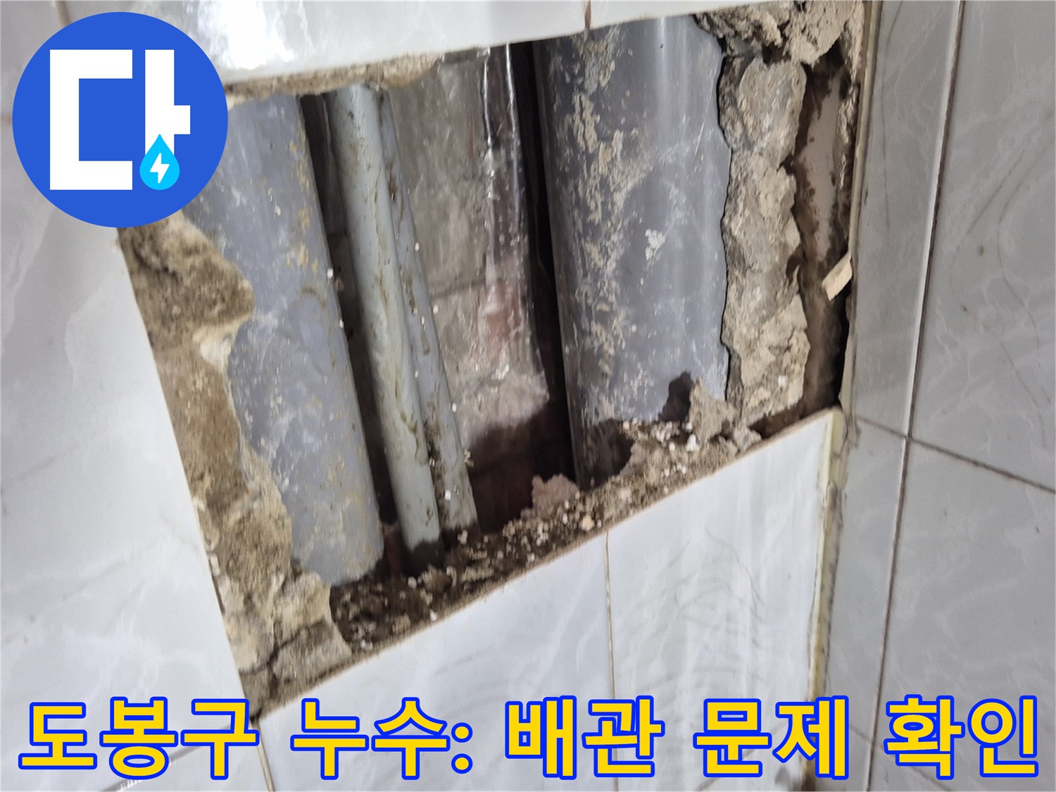도봉구 누수탐지 - 직수 메인 배관 굴착 및 배관 문제점 확인