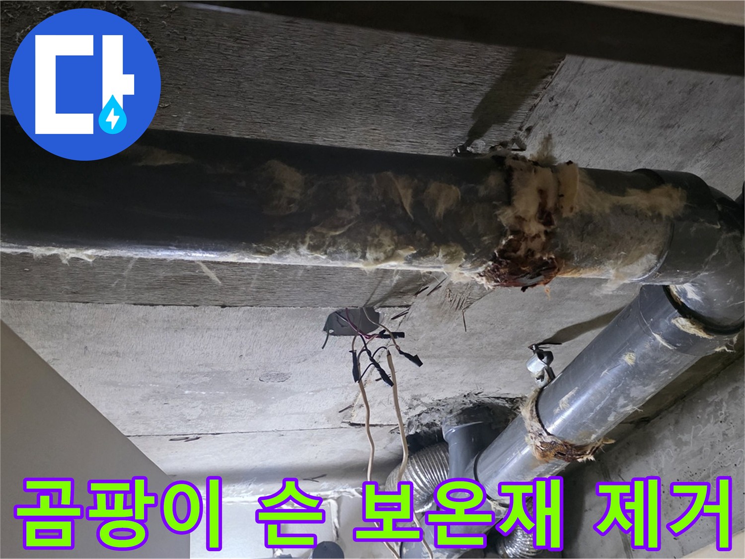곰팡이 슨 하수배관 보온재 제거 - 알레르기 및 호흡기 질환 예방