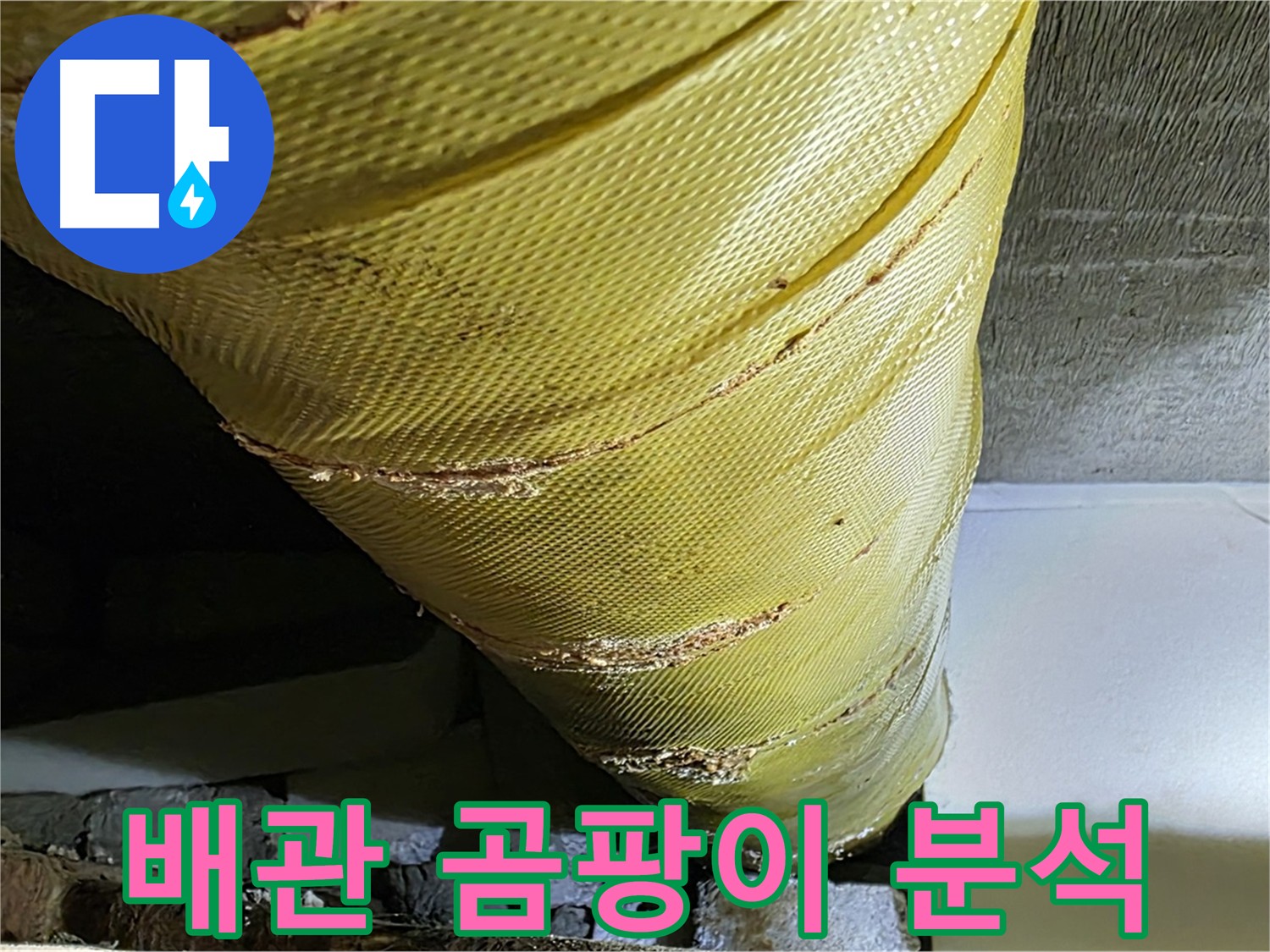 배관 주변 곰팡이 - 누수 의심 - 곰팡이 제거와 누수 해결이 필요한 배관 사진