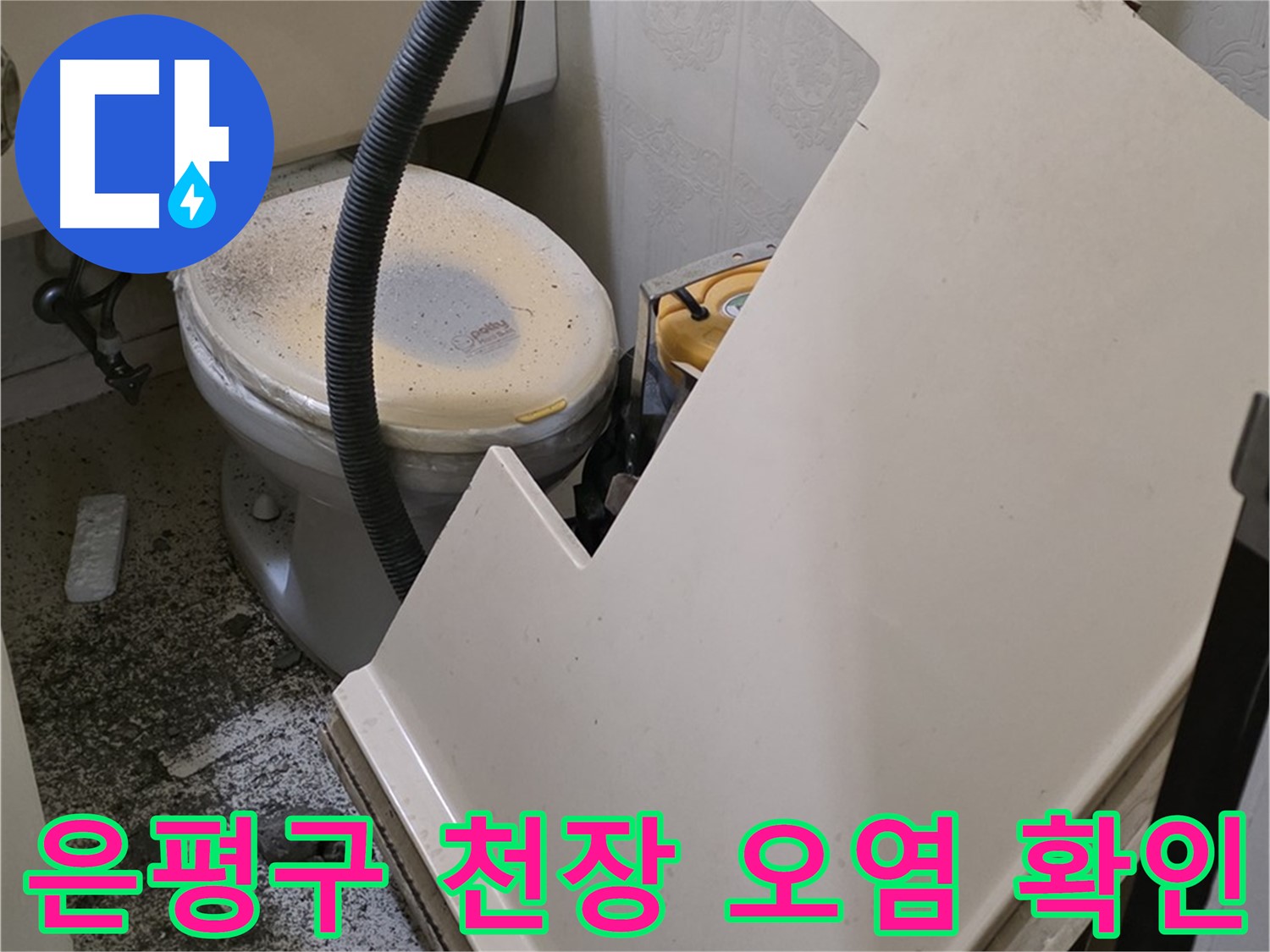 화장실 천장 오염도 확인 작업 진행
