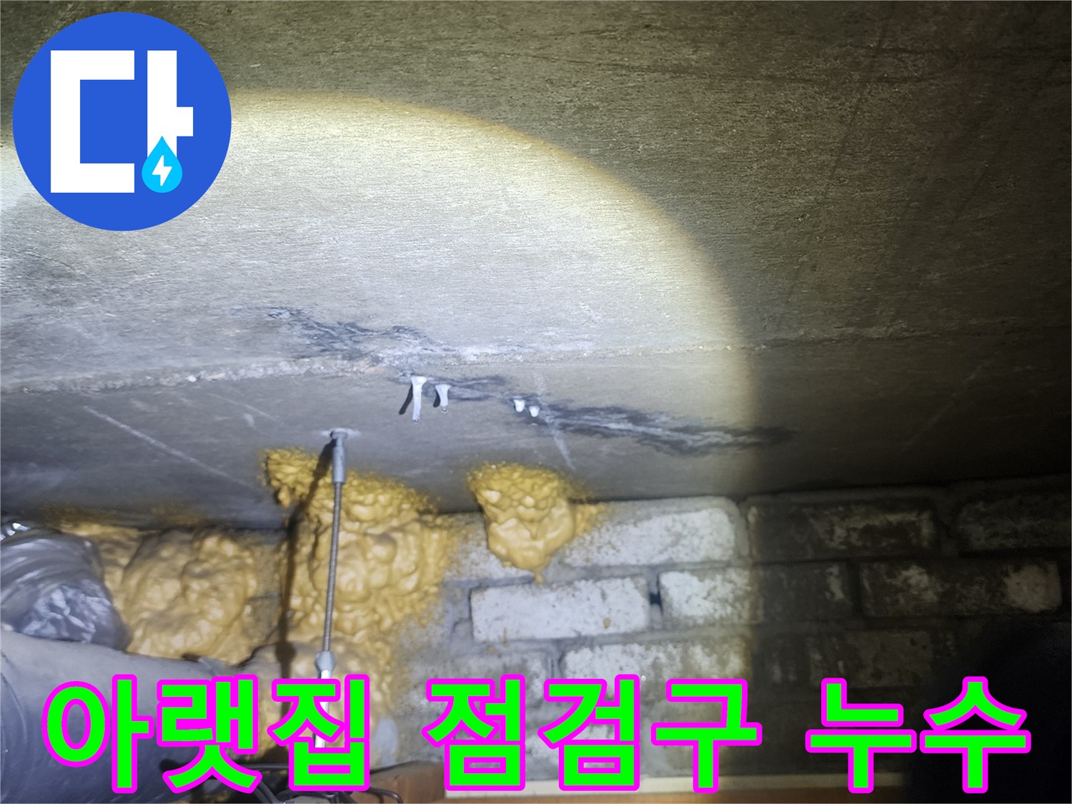 아랫집 화장실 점검구 누수 확인