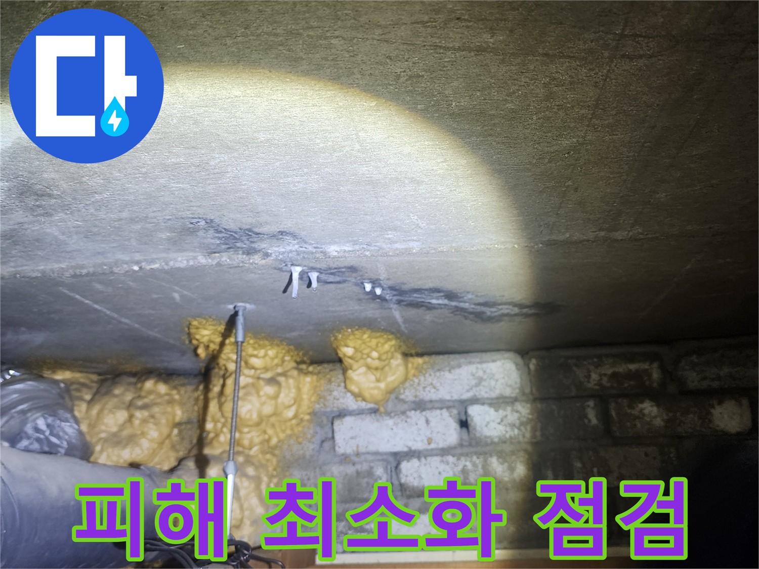 아랫집 화장실 누수 피해 확인