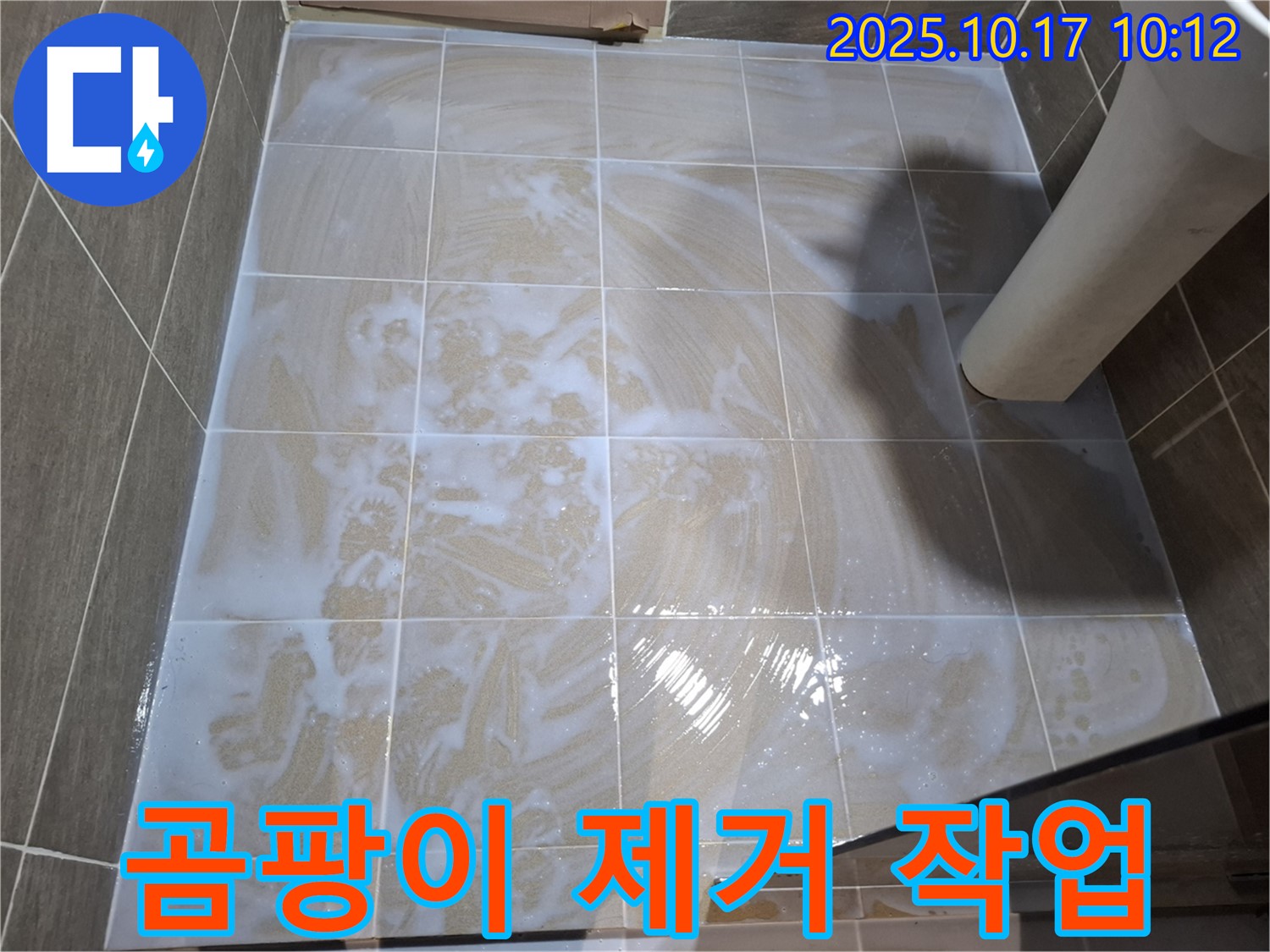 곰팡이 제거 작업 - 타일 사이 곰팡이 깨끗하게 제거