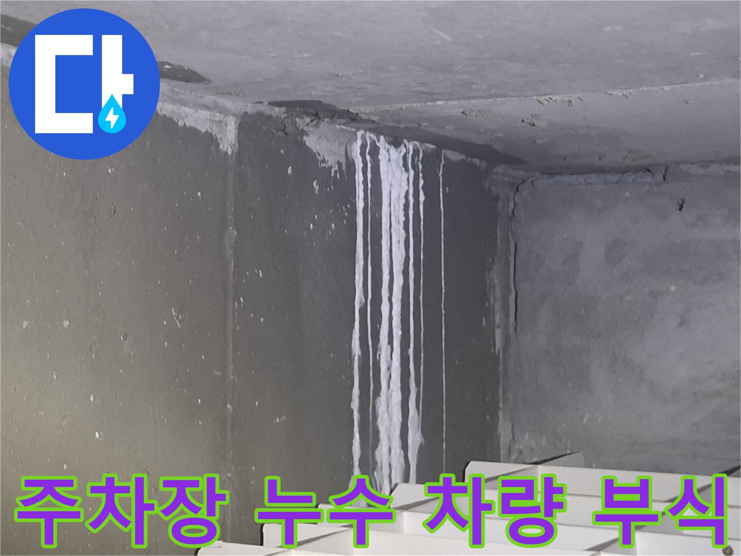 분당구 봇들마을 지하 주차장 누수 - 차량 부식 위험