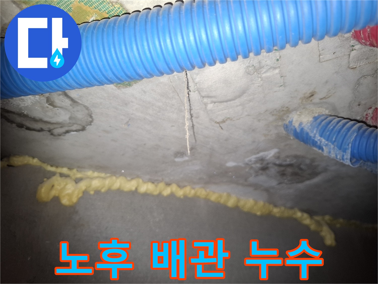 노후 배관으로 인한 누수 발생 - 배관 연결 부위 및 낡은 부분 점검 필요