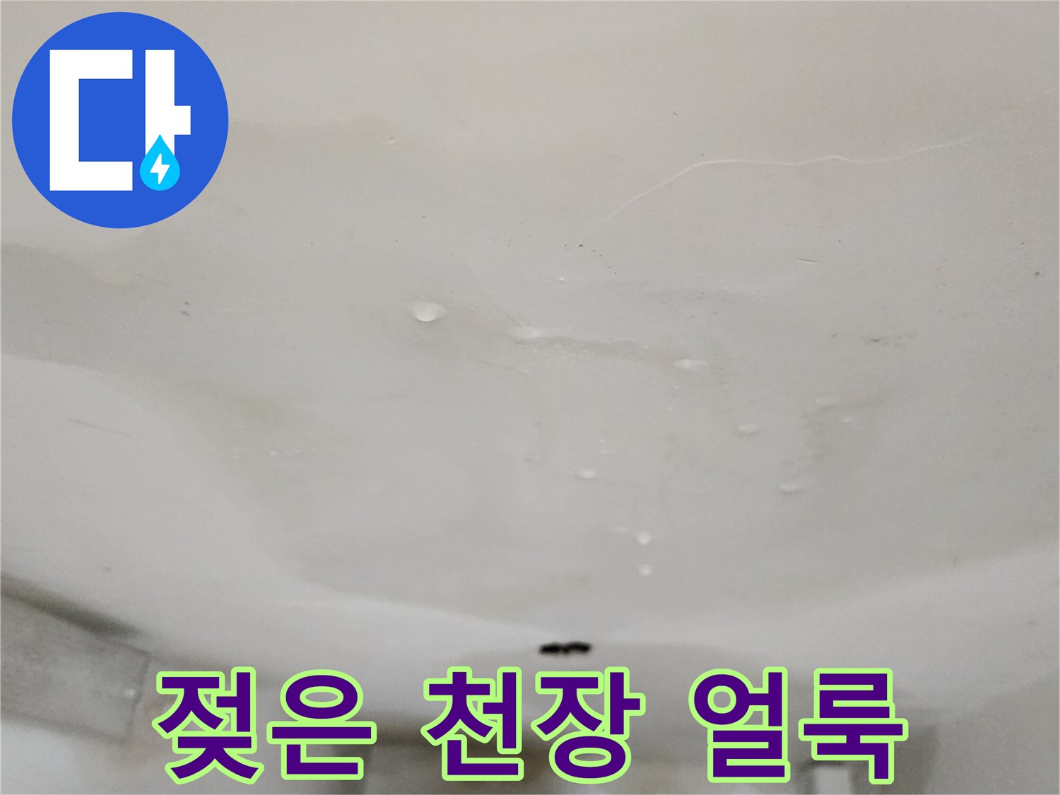 누수로 인해 젖어버린-아래층 천장의 모습
