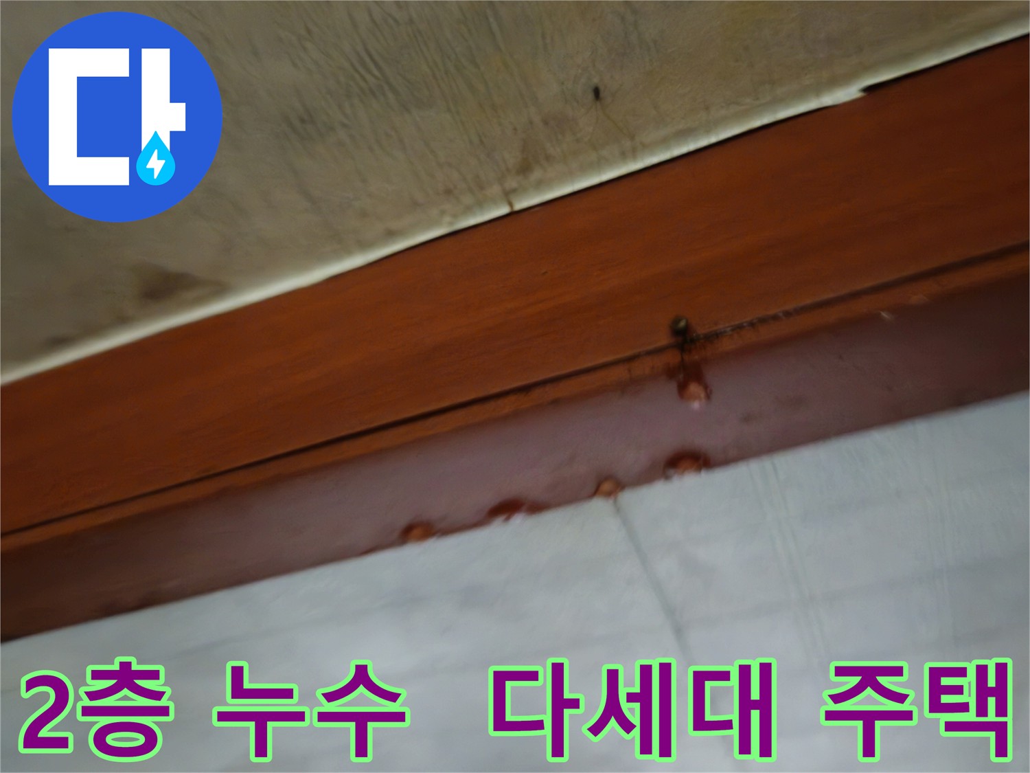 2층 다세대 주택 누수 현장 - 심각한 누수 상태를 보여주는 이미지