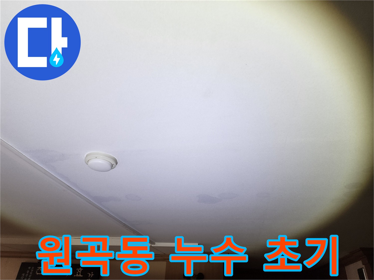 얼룩과 습기가 느껴지는 안산 원곡동 주택 천장 초기 누수 현장 - 조기 발견 및 정확한 진단 중요