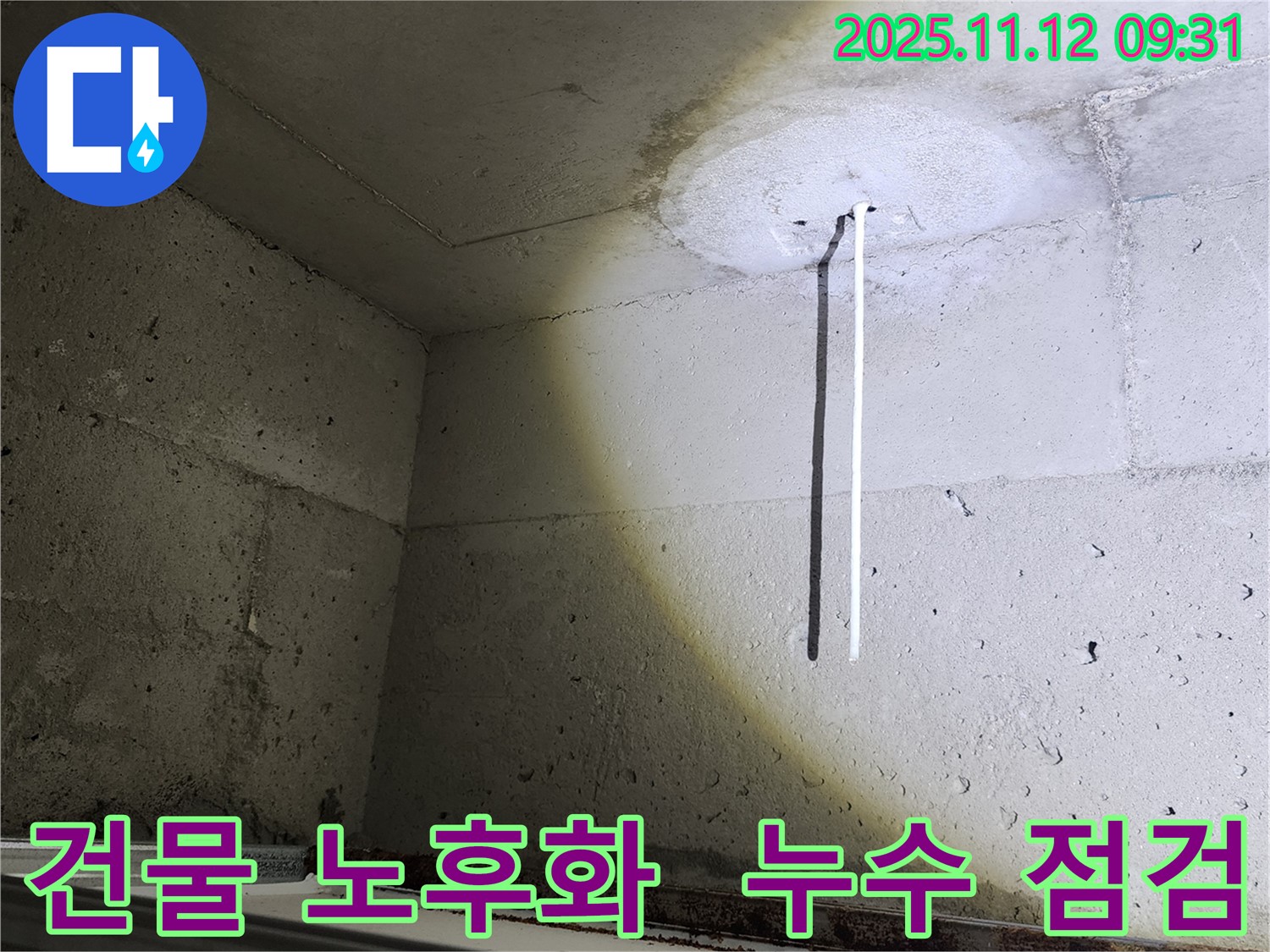 노후 건물 천장 - 누수 점검 중 - 꼼꼼한 진단