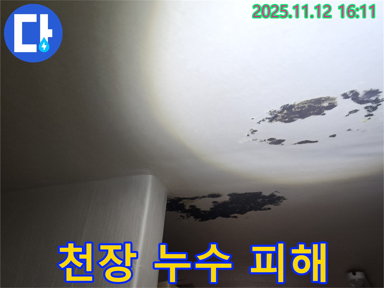 구읍리 천장 누수 - 누수로 인한 천장 손상 모습