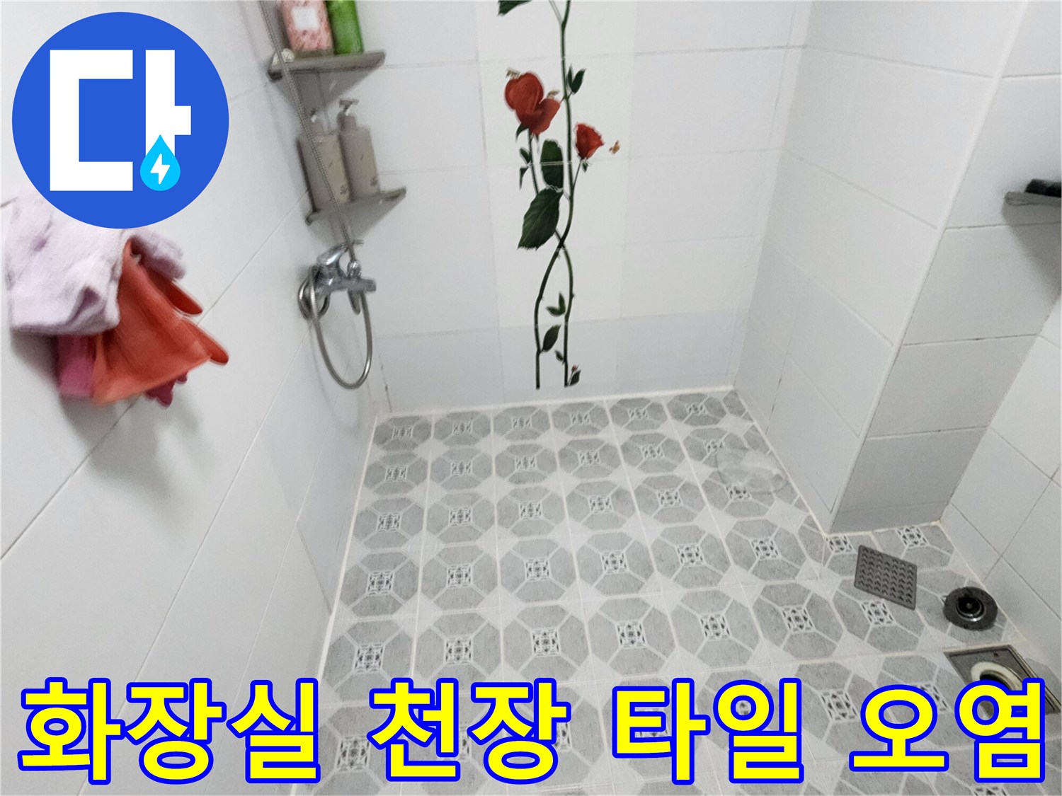 욕실 천장 타일-곰팡이와 물자국 발생 현장