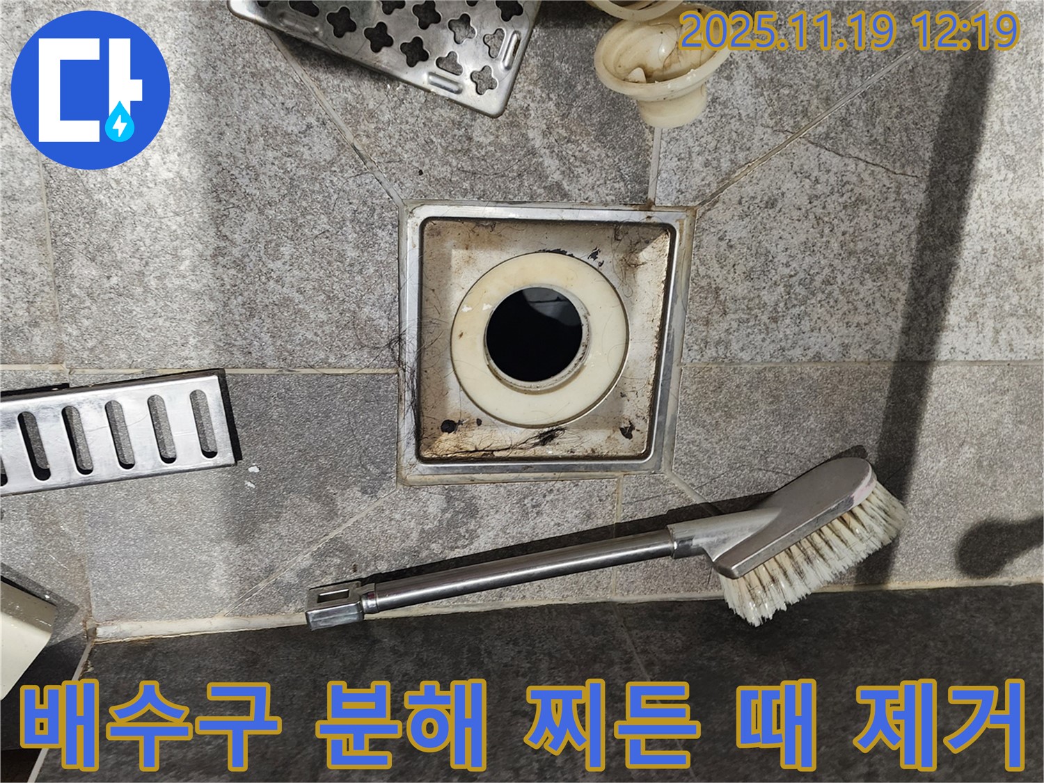 배수구 분해 찌든 때 제거 - 꼼꼼한 솔질
