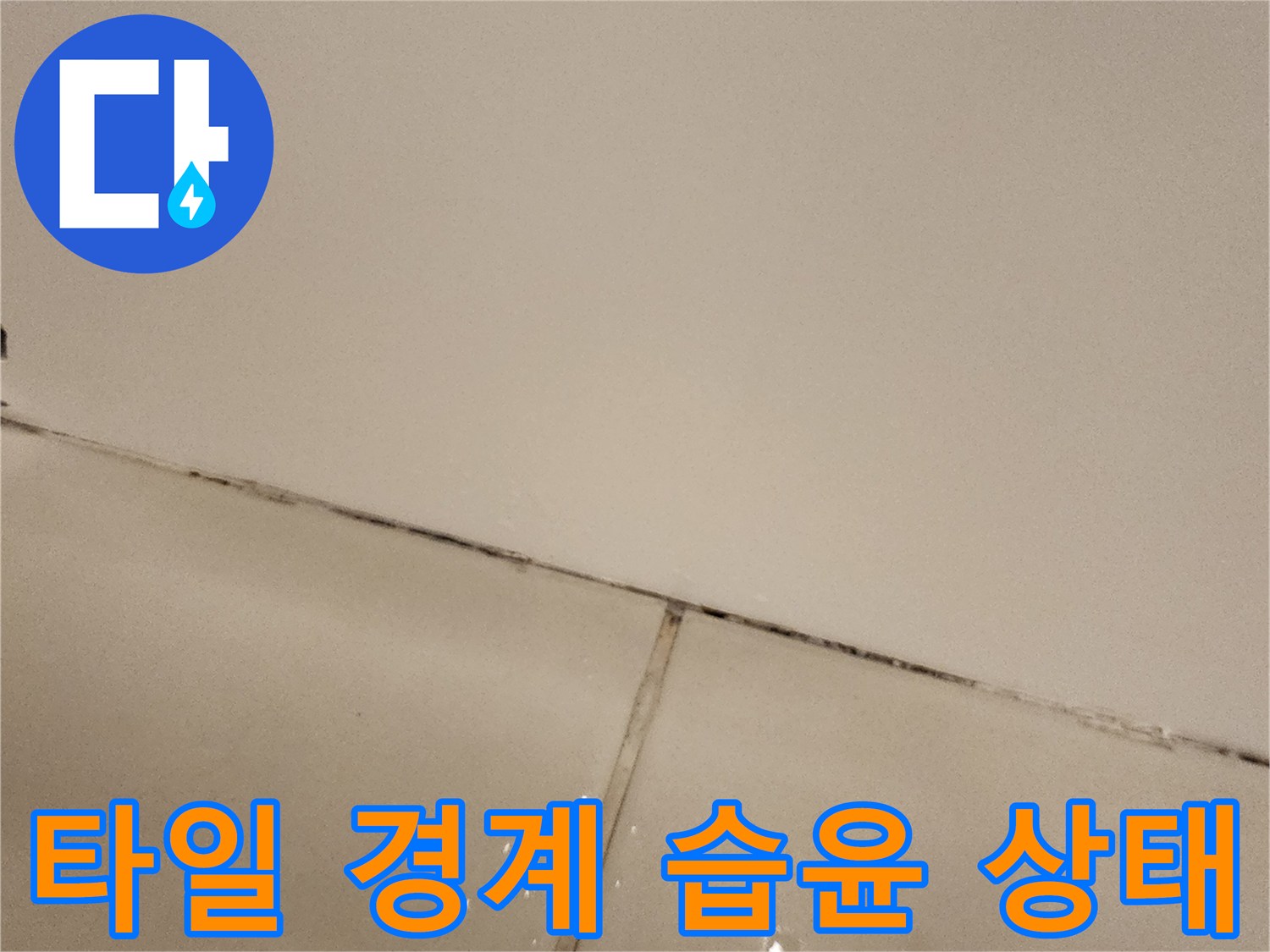 타일-접합-부위의-미세한-물기-흔적