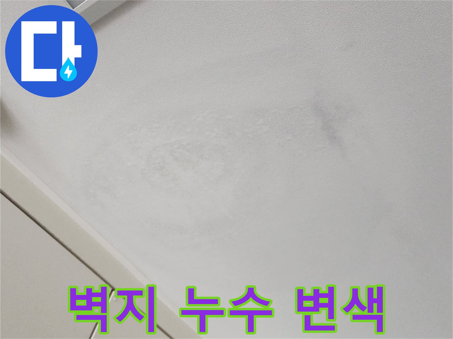 천장-벽지-변색된-부분의-근접-사진