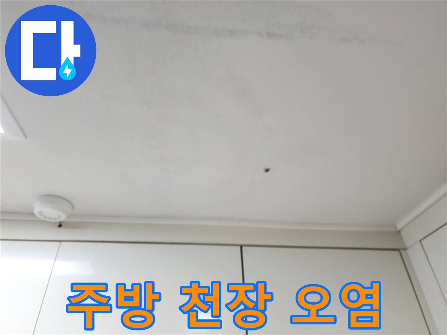 천장 마감재에 나타난 습기 침투 흔적 사진