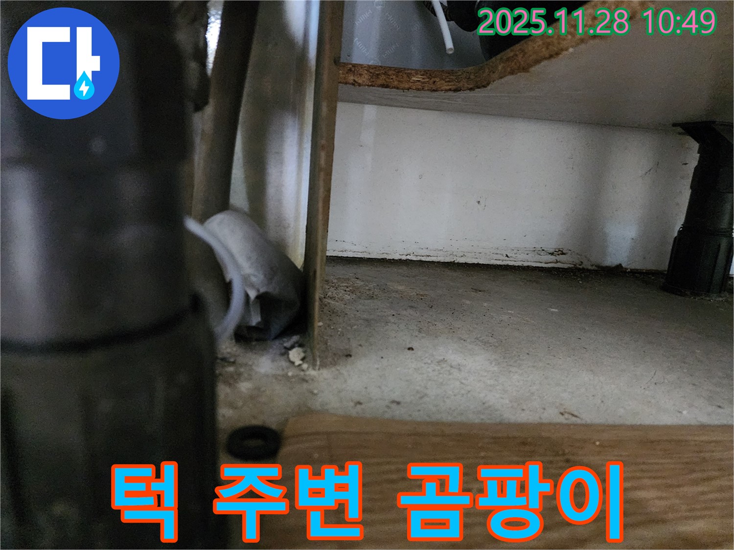 싱크대 하부 턱 - 곰팡이 발생, 누수 의심