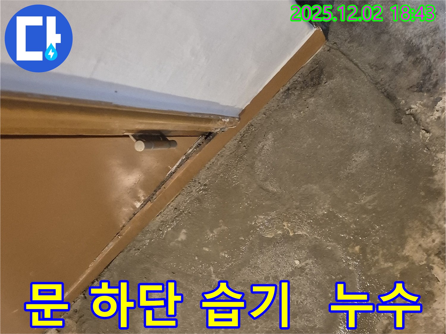 능동 누수 현장 - 문 하단 습기 문제 해결