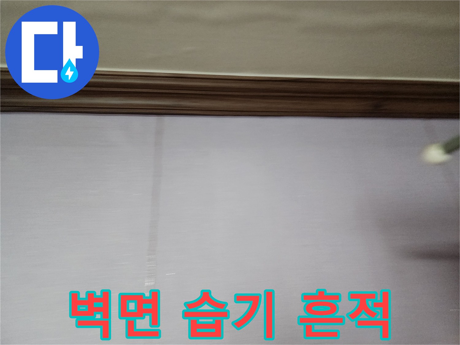 벽지와 몰딩 사이의 습기 침투 흔적