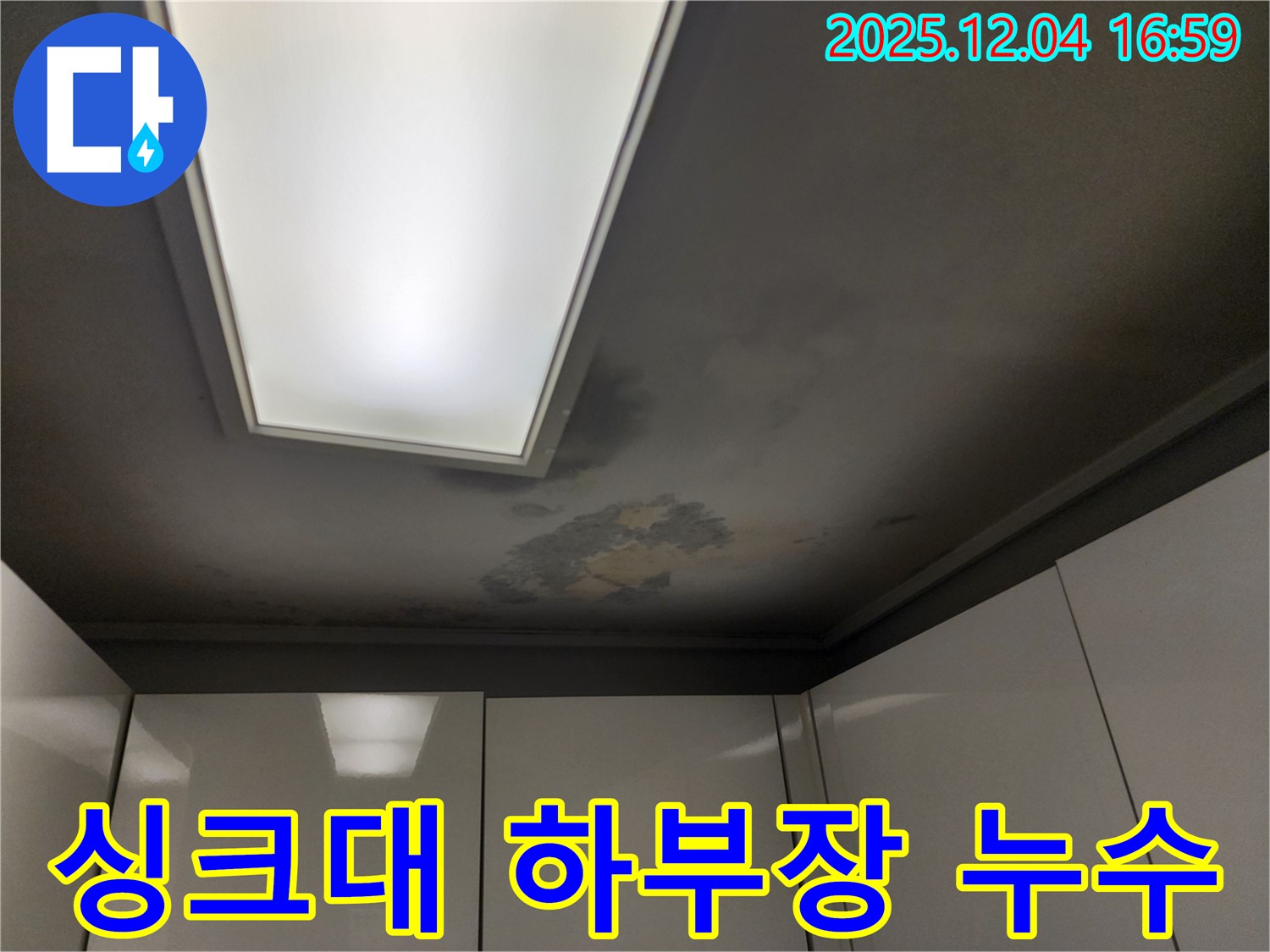 싱크대 하부장 누수 - 곰팡이
