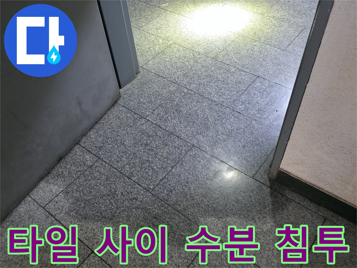 강남구 현장 타일 줄눈 부위의 젖은 흔적 촬영