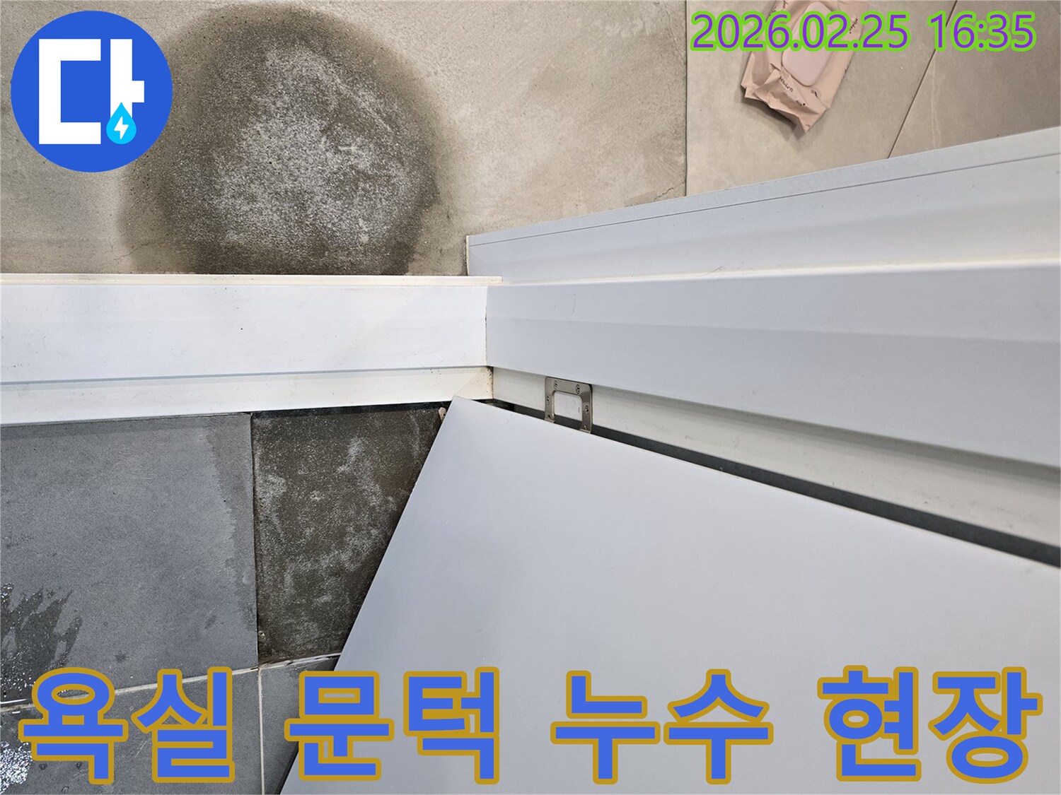 욕실-문턱-누수-현장-타일-젖음-물샘-확인-전문가-진단