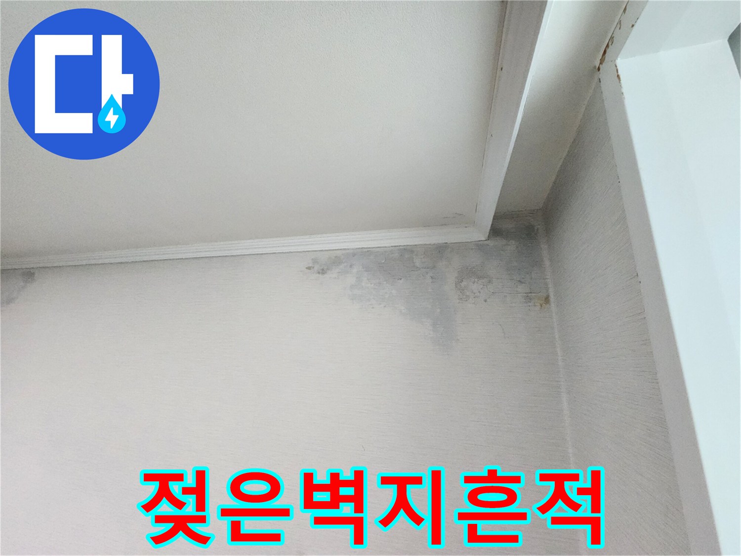 천장-및-벽면-경계의-누수-오염-부위