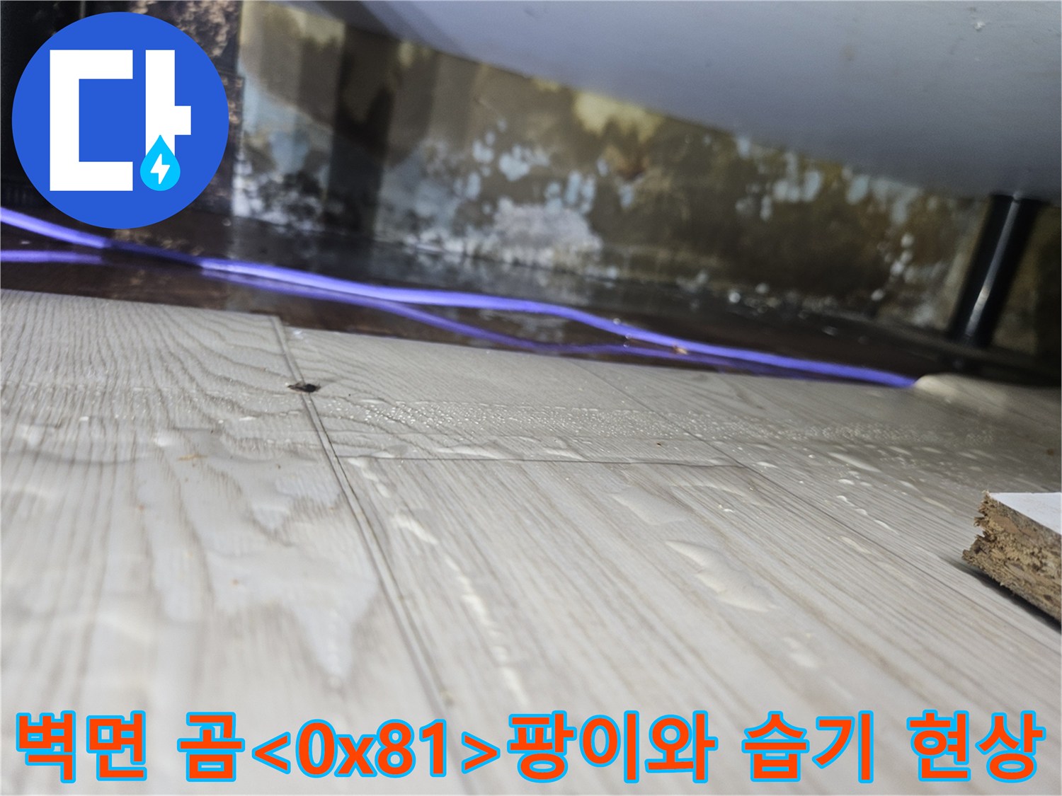 습기로-인해-오염된-싱크대-하단-벽면