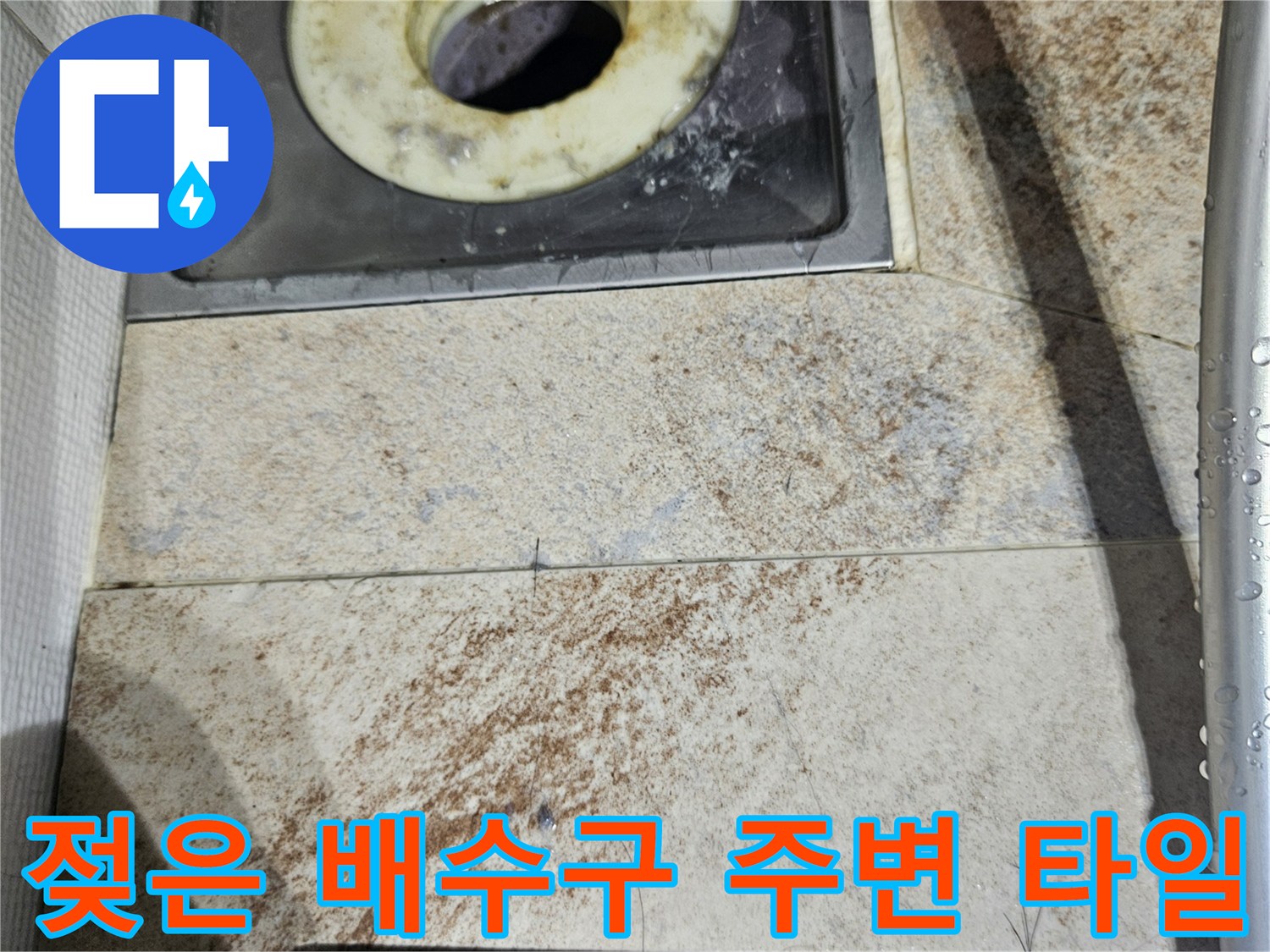 배수구-유가-주변의-축축한-타일-표면