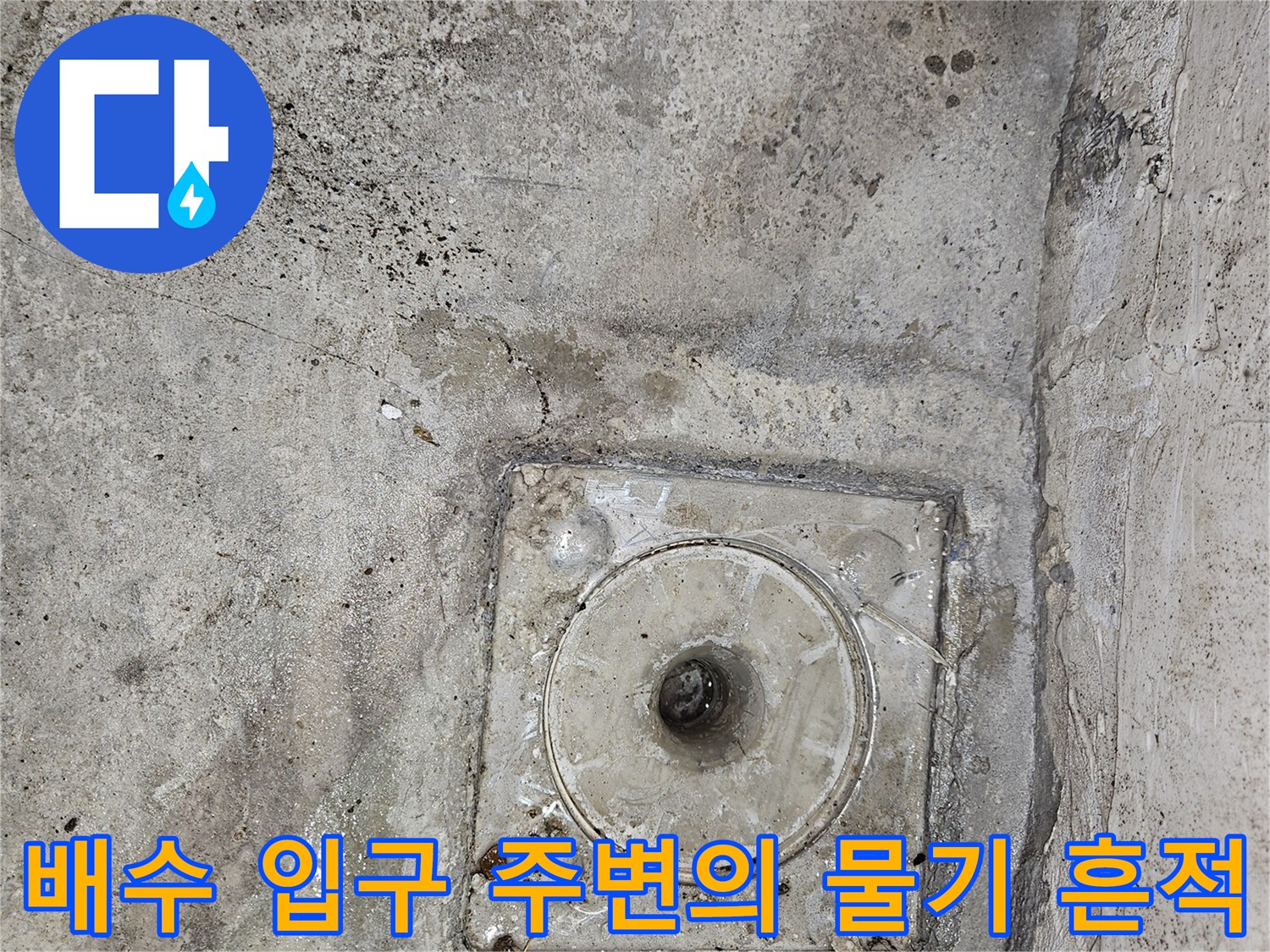 배수구 덮개 인근 콘크리트 습윤 구간 확인
