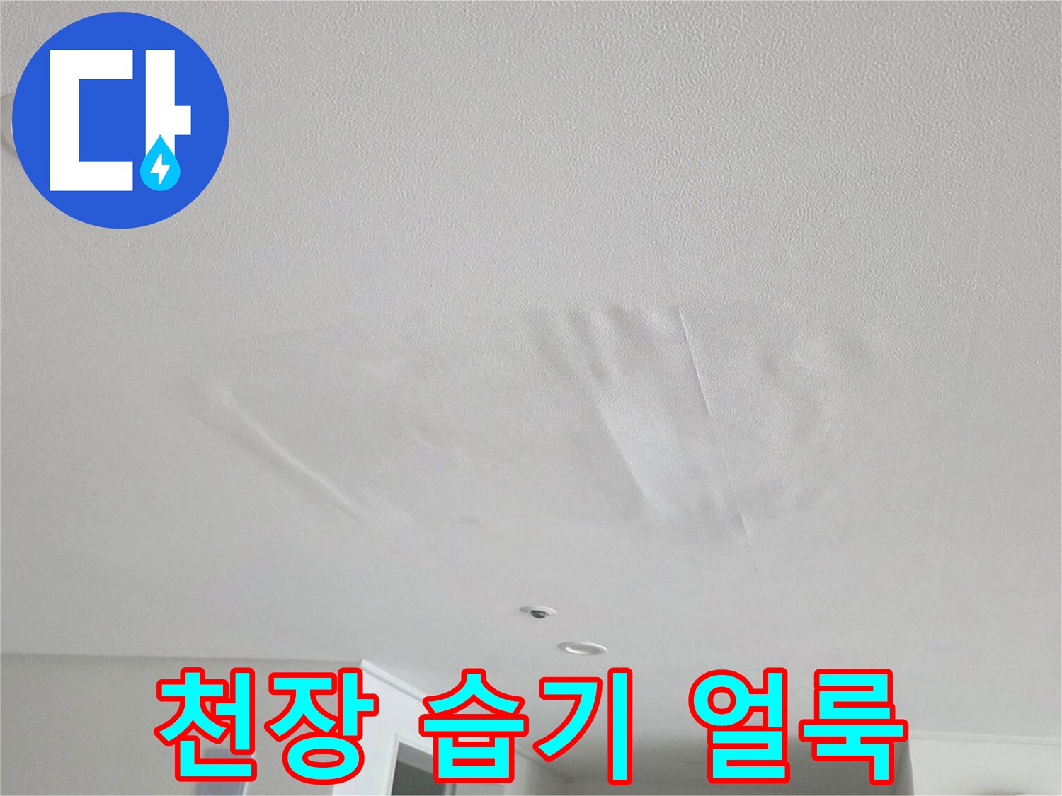 물에 젖어 변색된 거실 천장 마감재