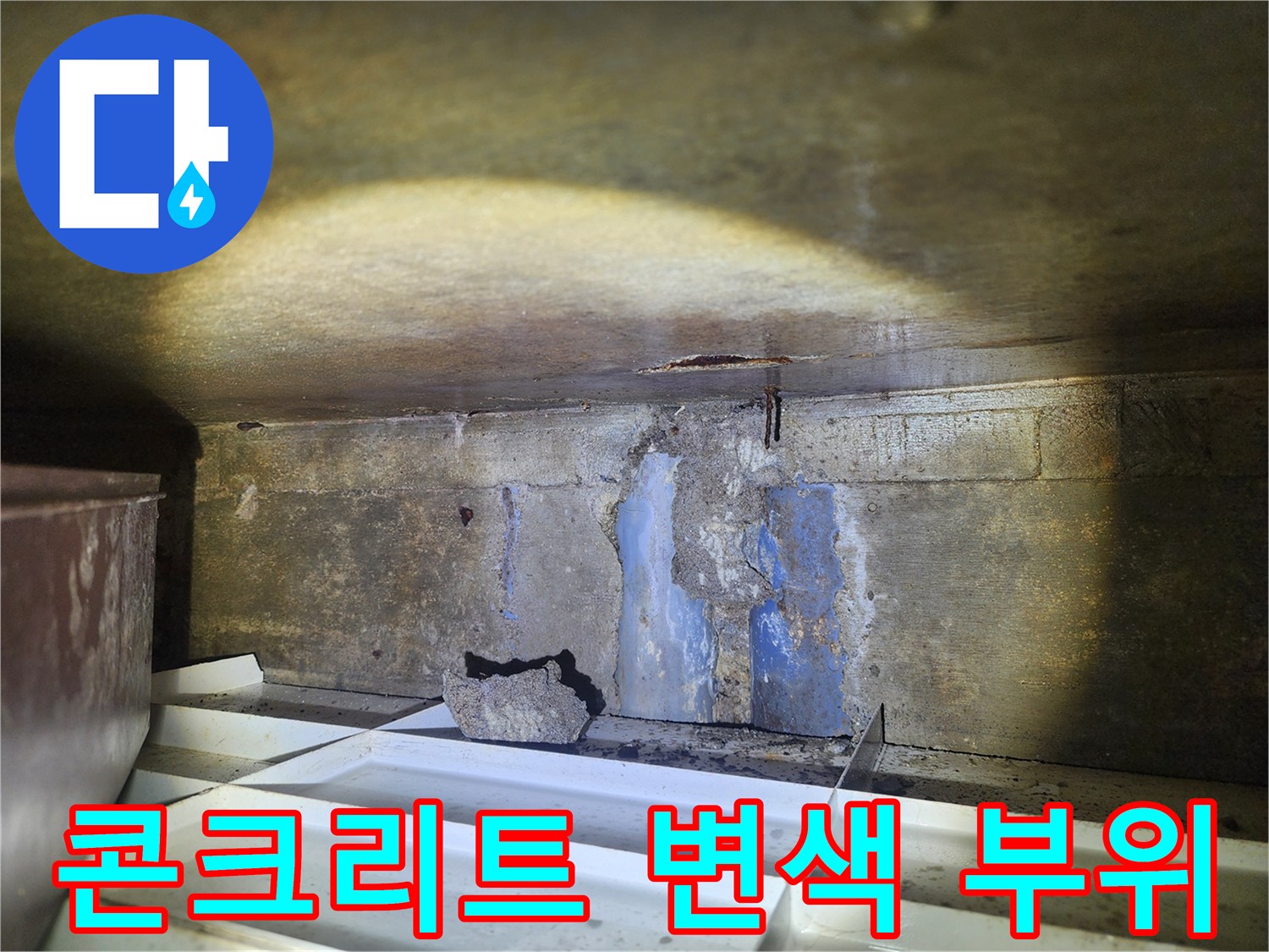 습기에-의한-콘크리트-푸른-변색-상태