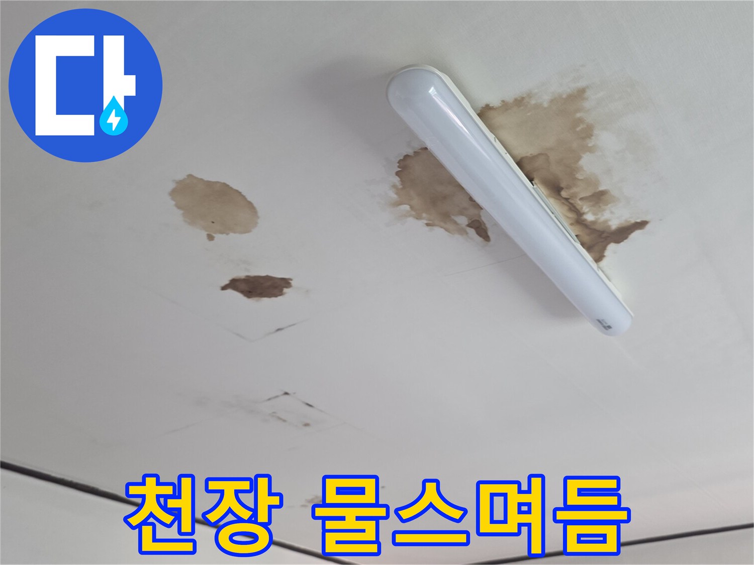 흰색 천장에 나타난 수분 침투 흔적