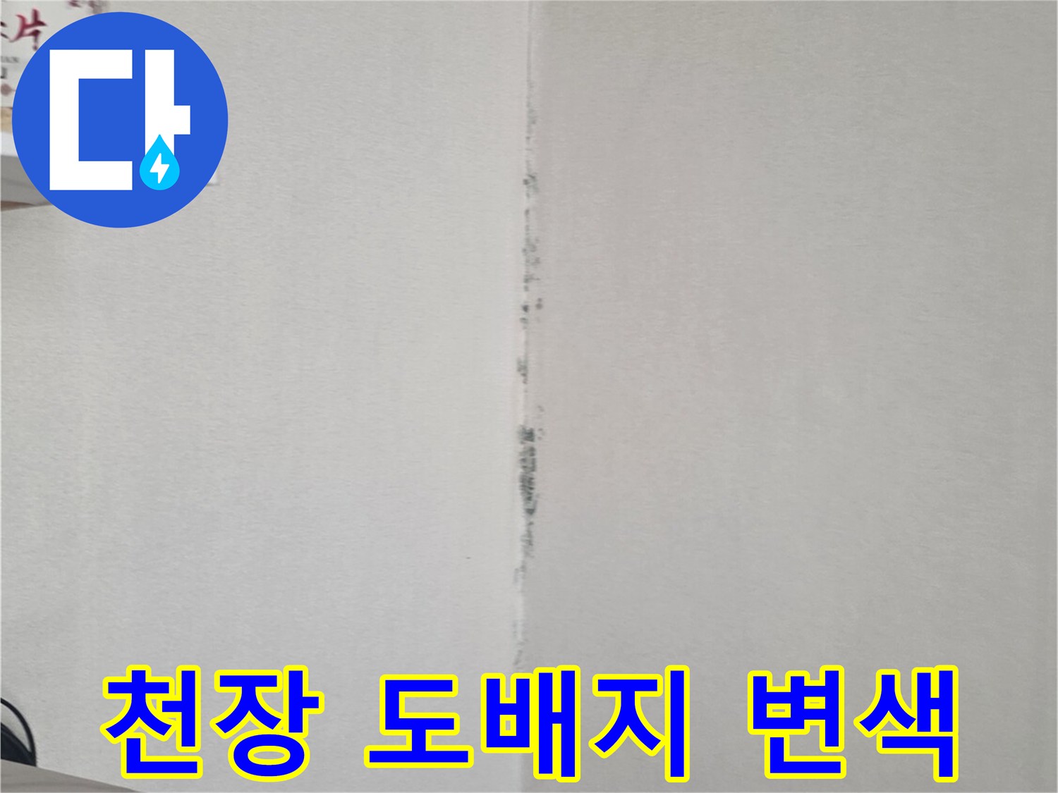 천장-경계면의-축축한-도배지-상태