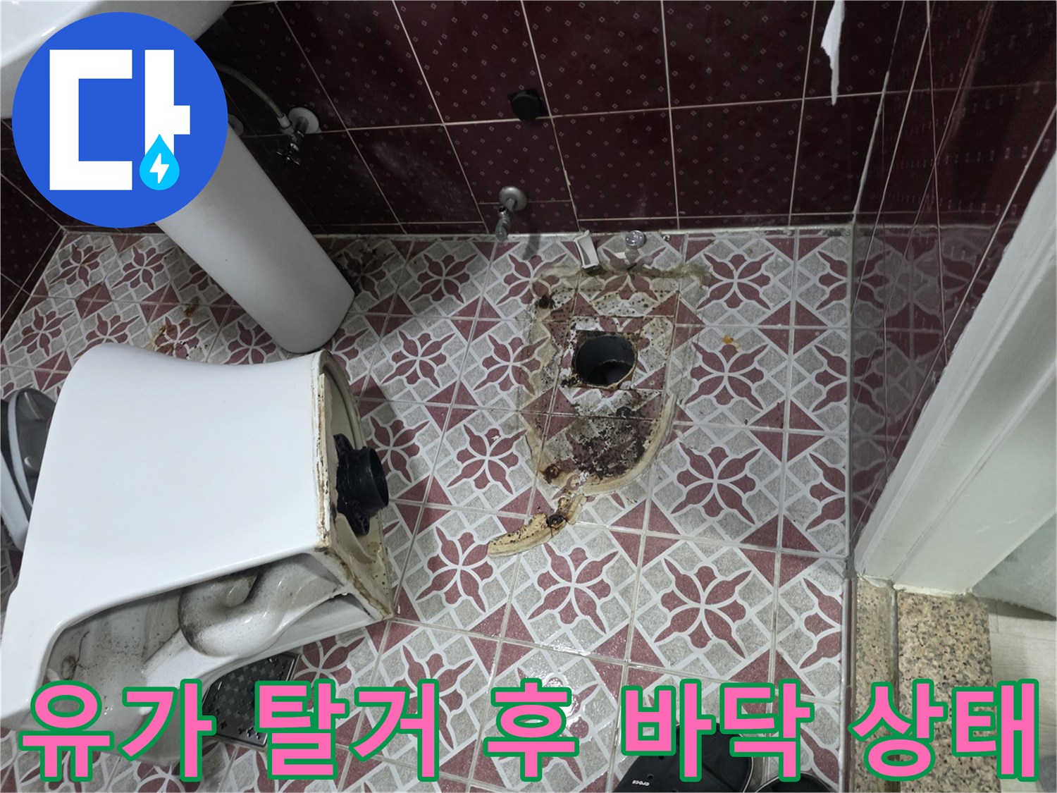 배수구-주변의-습기와-오염물로-뒤덮인-바닥