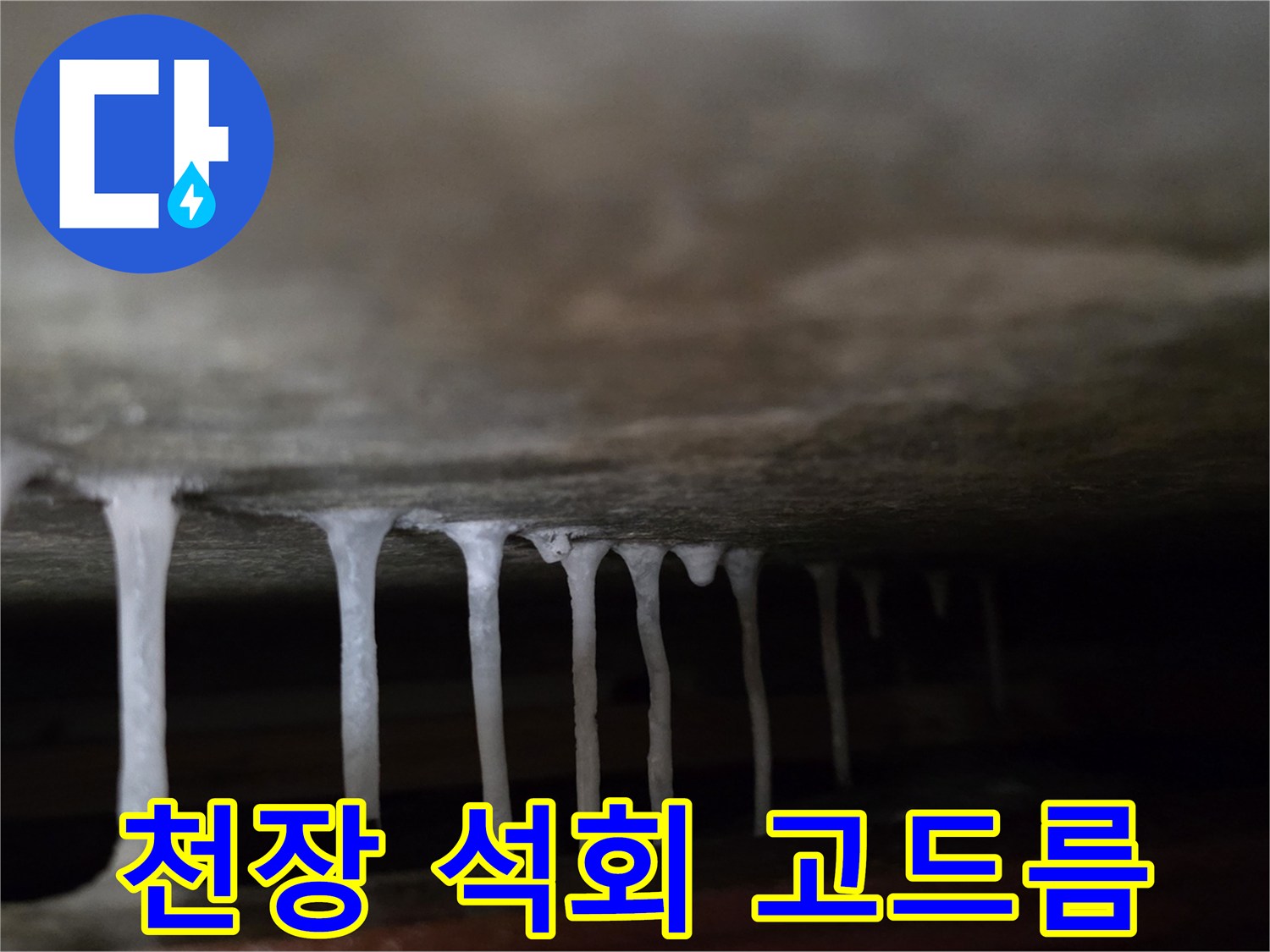 천장 구조체-석회물이 맺혀 있는 모습