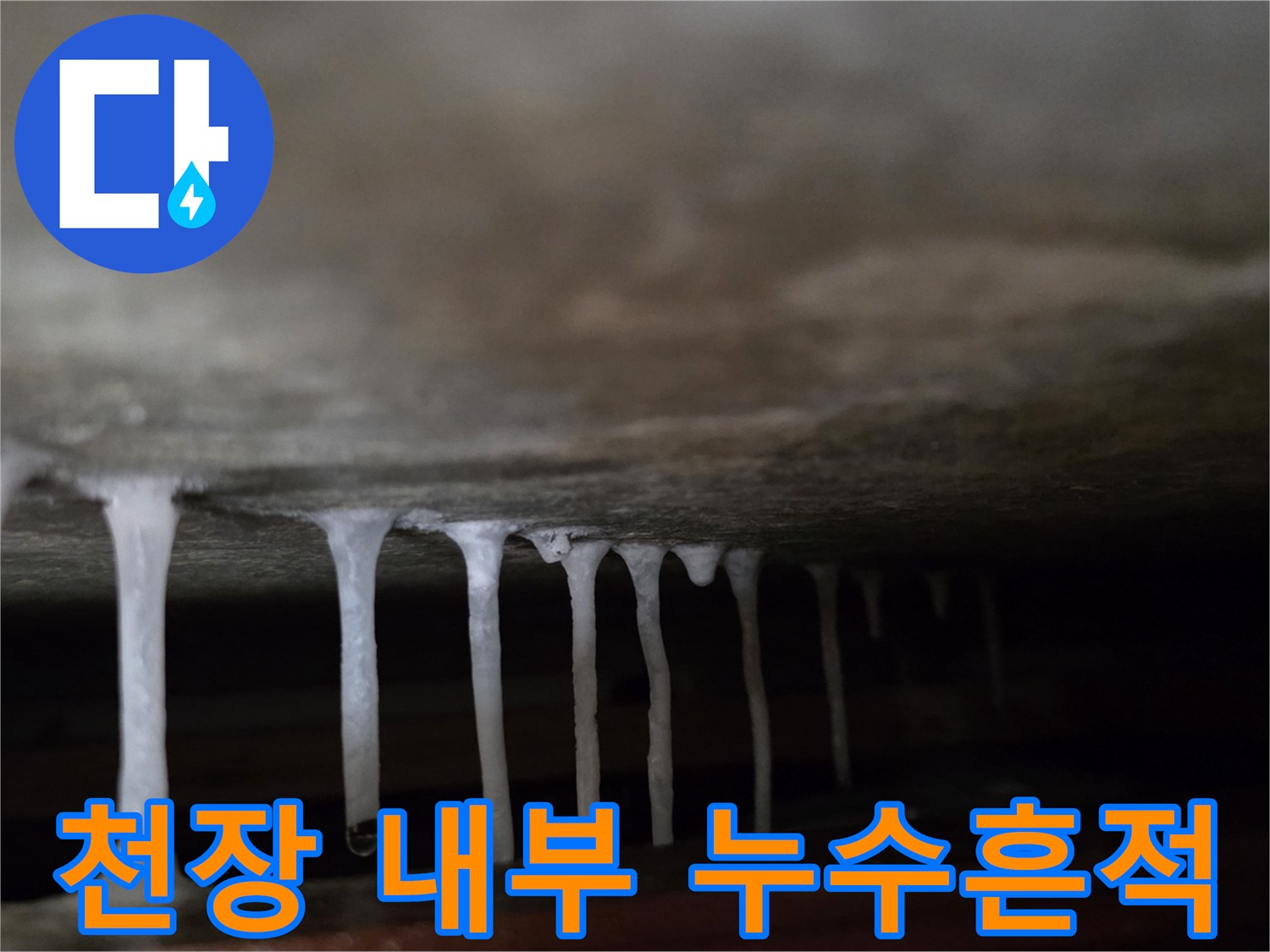 하얗게-굳은-석회물이-매달려있는-천장-내부