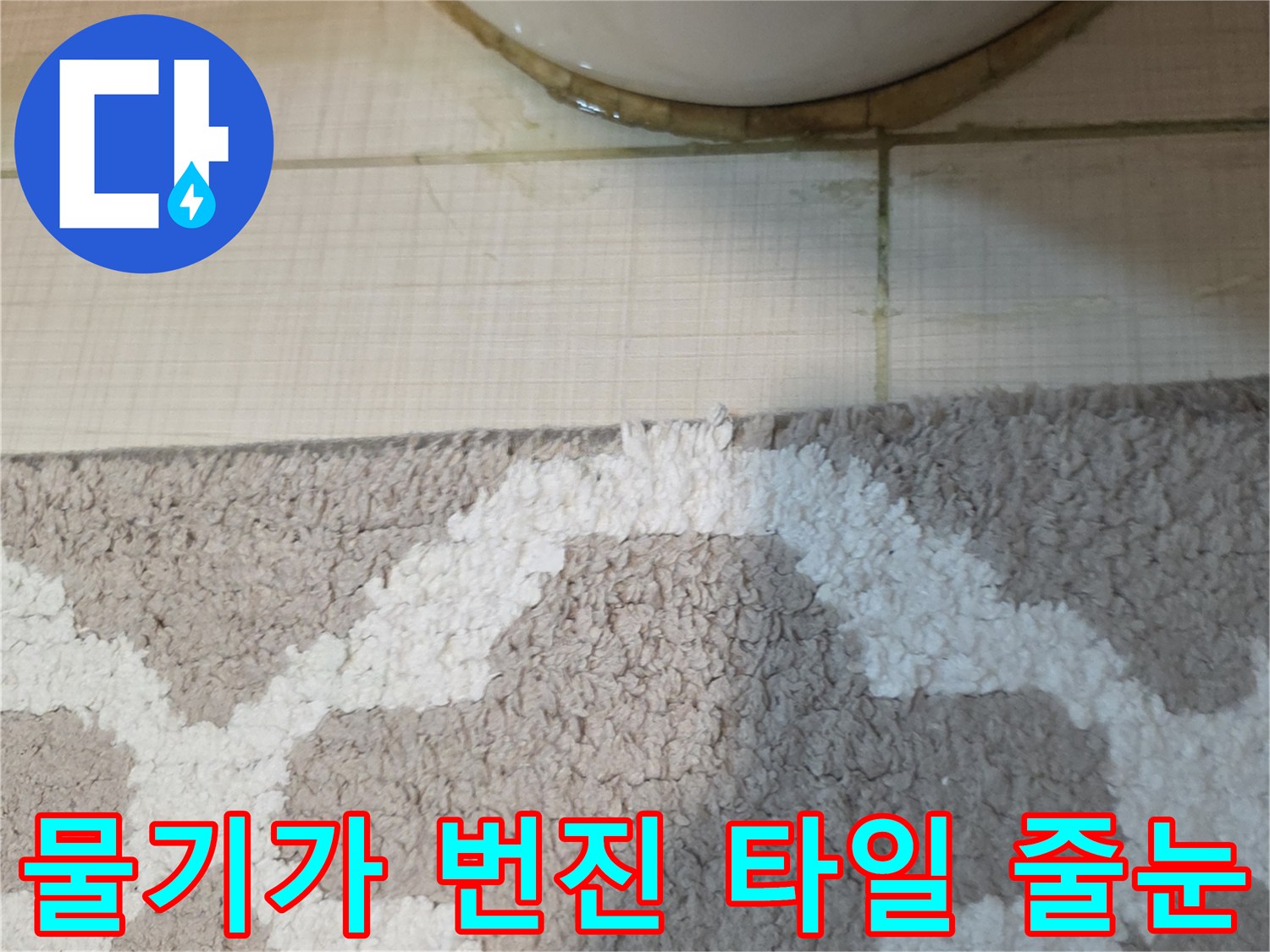 변기-하단-타일-사이로-번져있는-물기